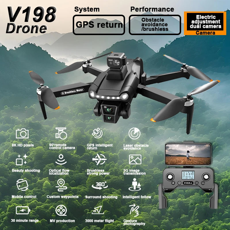 8K Pro GPS Drone with HD Camera, Foldable Design & Obstacle Avoidance