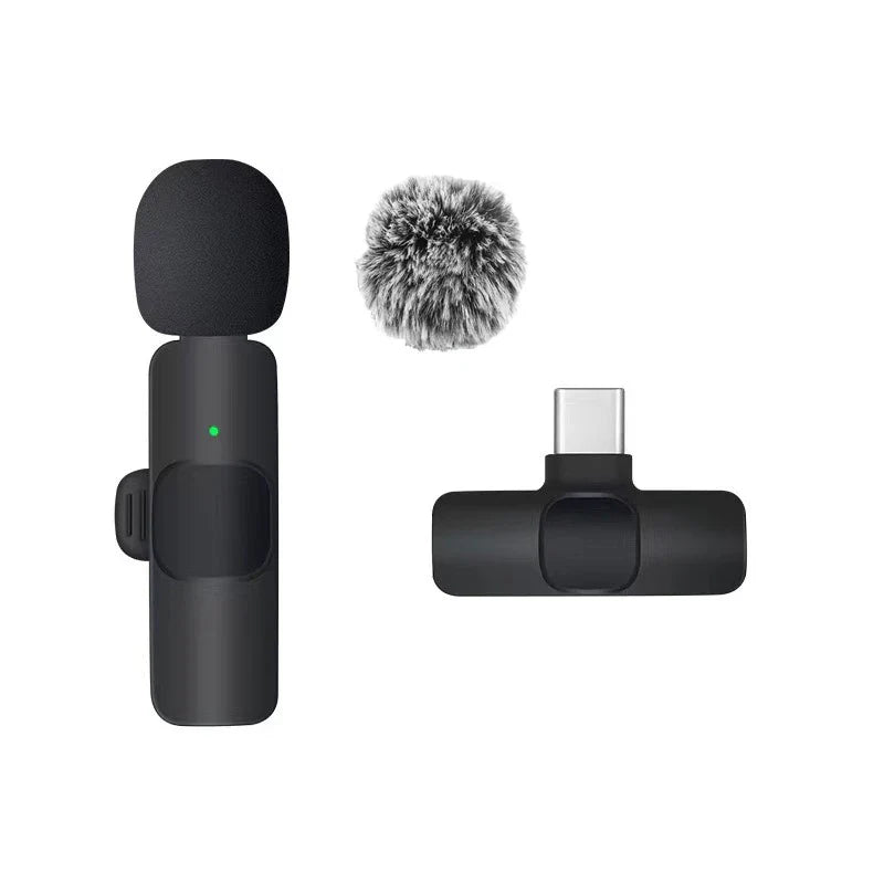 Mini Wireless Lavalier Mic with Windproof Cover – For iPhone 16, Vlogging & YouTube Recording