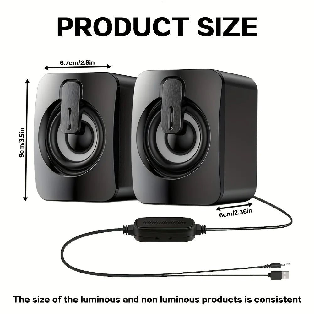 USB Computer Speakers with LED – HiFi Stereo Sound Bar with Microphone for Desktop PC & Laptop