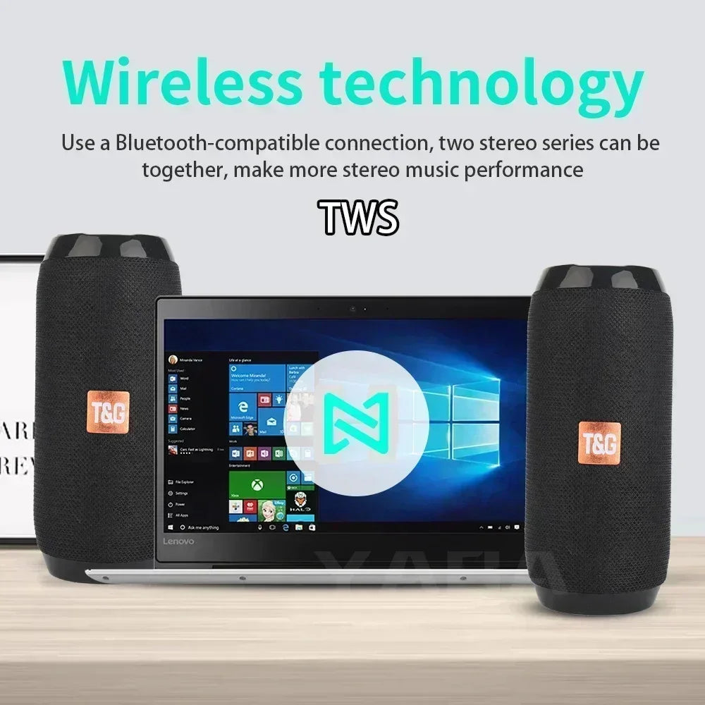 Portable Waterproof Bluetooth Speaker with Subwoofer – Outdoor Stereo Sound, FM Radio & TF Card Support