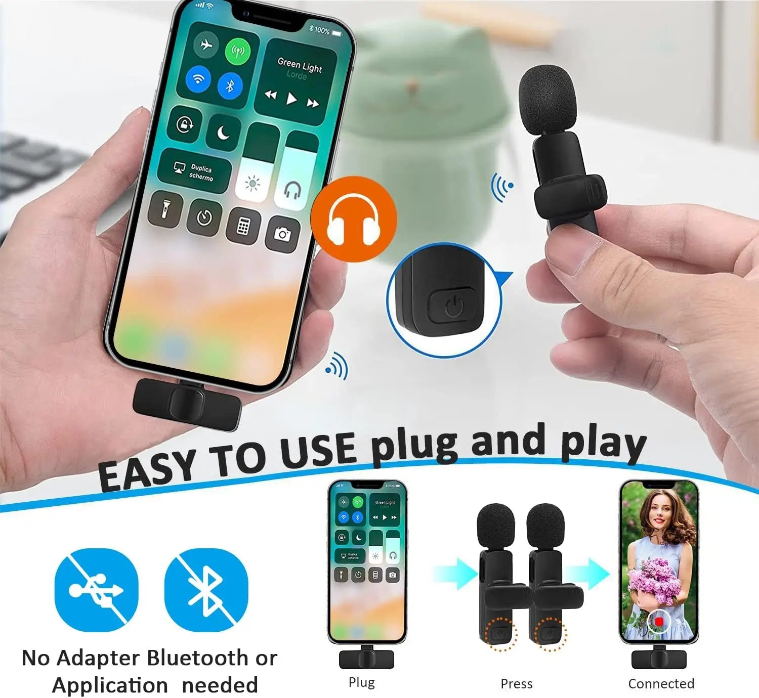  Pro Wireless Lavalier Mic – Clip-On Microphone for iPhone & Android | Ideal for Interviews, Vlogs & Podcasts
