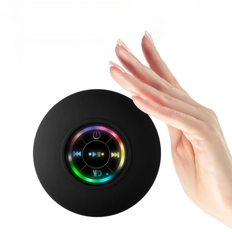 Mini Waterproof Bluetooth Speaker – LED, Suction Cup, Portable Shower & Outdoor Use