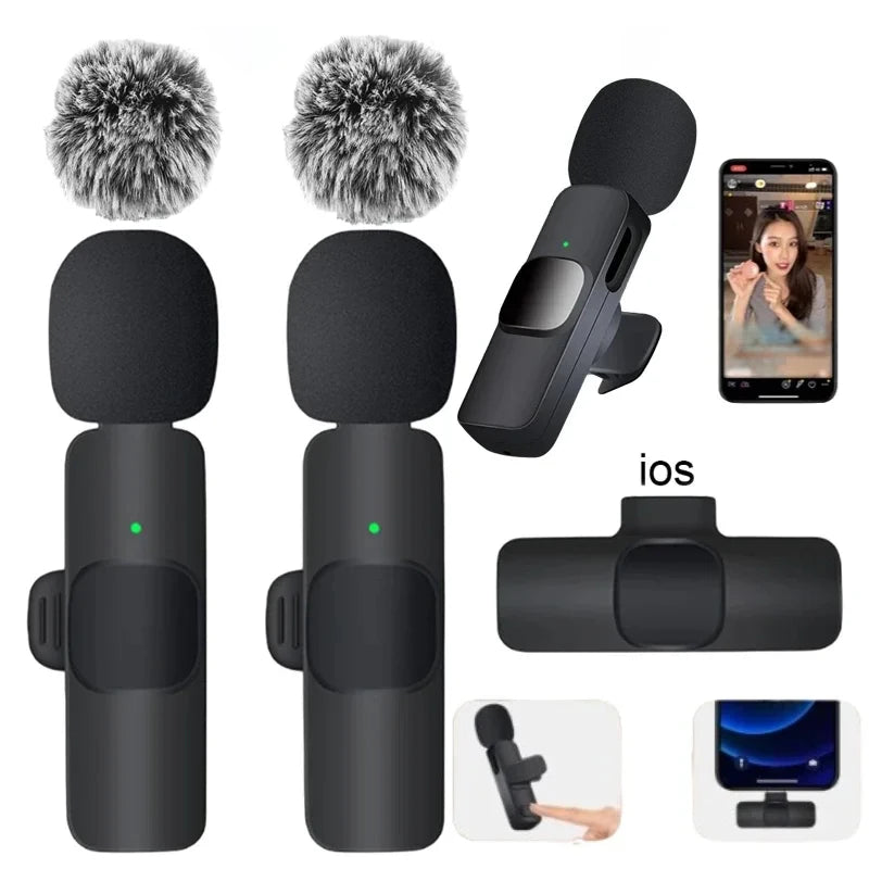 Mini Wireless Lavalier Mic with Windproof Cover – For iPhone 16, Vlogging & YouTube Recording