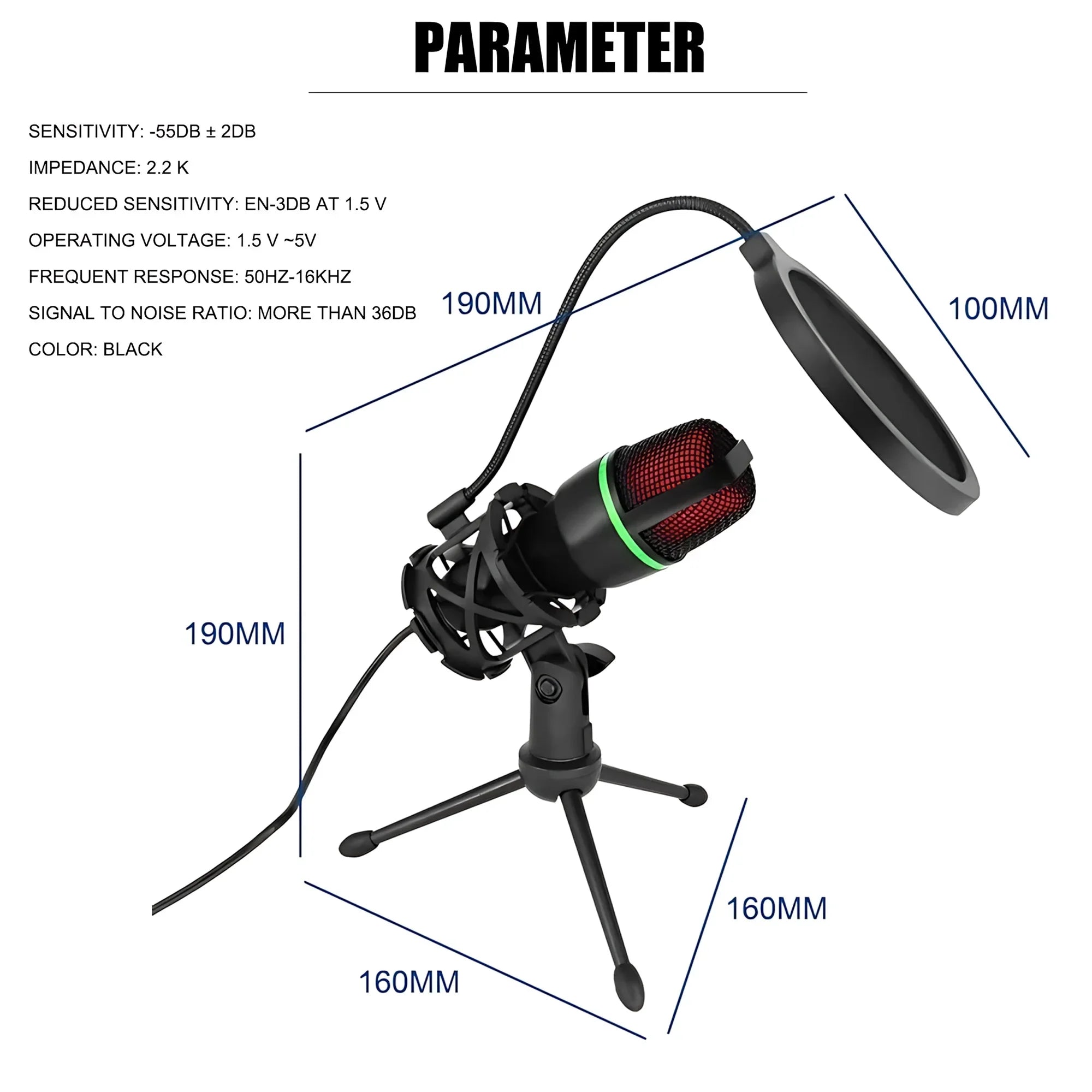 RGB Condenser Microphone Kit – Pro Mic with Tripod for Streaming, YouTube & Podcasts