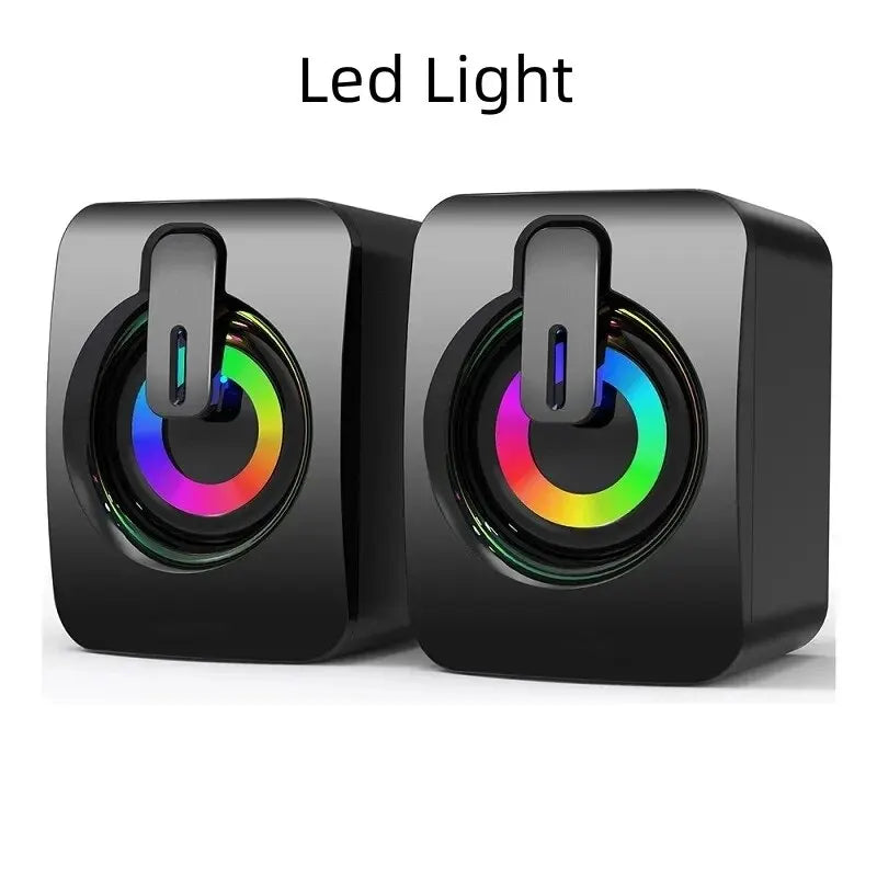 USB Computer Speakers with LED – HiFi Stereo Sound Bar with Microphone for Desktop PC & Laptop