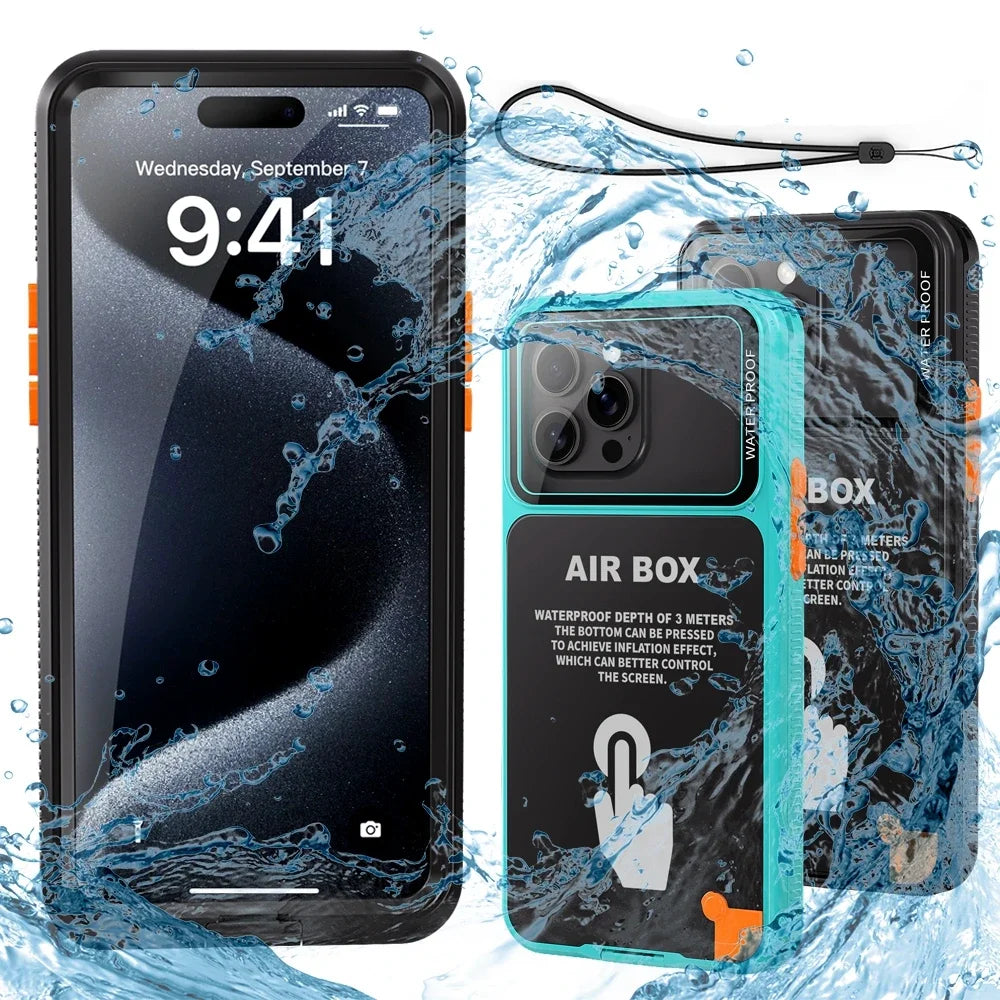IP68 Waterproof & Shockproof Case – Underwater Protection for iPhone 12–16 Pro Max