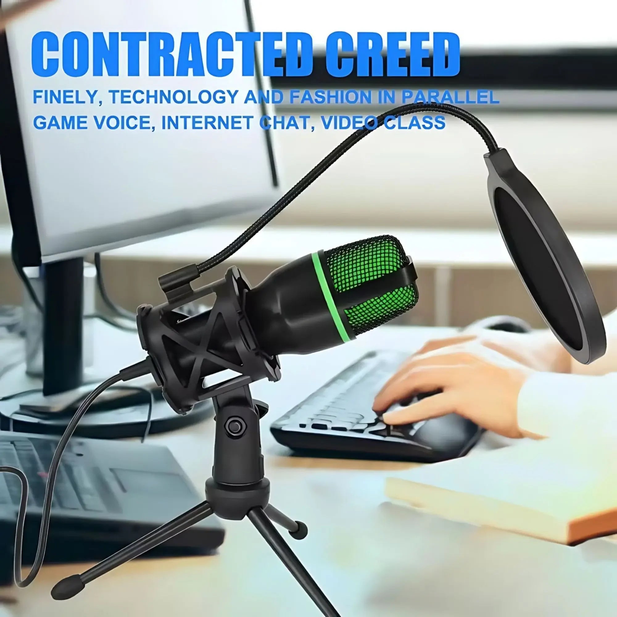RGB Condenser Microphone Kit – Pro Mic with Tripod for Streaming, YouTube & Podcasts