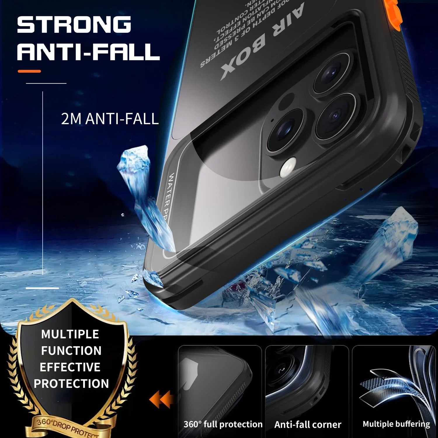 IP68 Waterproof & Shockproof Case – Underwater Protection for iPhone 12–16 Pro Max