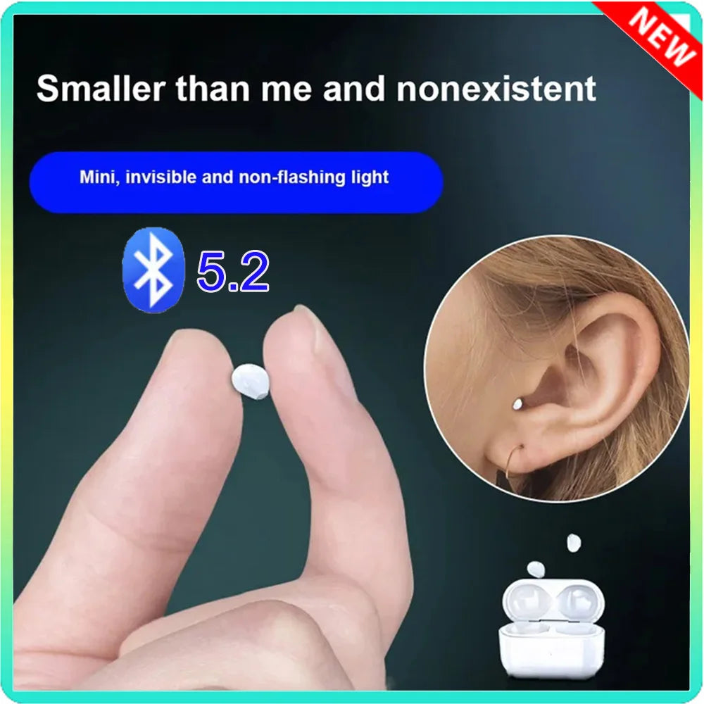 Invisible Mini TWS Earbuds – Bluetooth 5.2, Noise Reduction, In-Ear Sleep Fit